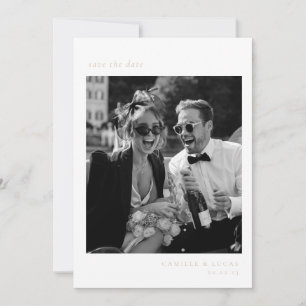 Beige Minimalistisch Elegant Foto Save the Date Einladung
