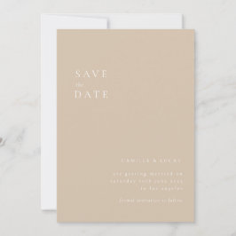 Beige Minimalistisch & elegant Hochzeit Save the D Einladung