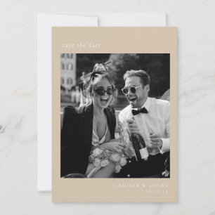 Beige Minimalistisch Elegantes Foto Save the Date Einladung