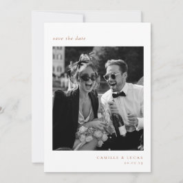 Beige Minimalistisch Elegantes Foto Save the Date Einladung
