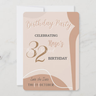 Beige Minimalistisch und elegant zum Geburtstag Ei Einladung