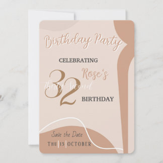 Beige Minimalistisch und elegant zum Geburtstag Ei Einladung