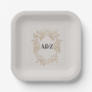 Beige Minimalistisch WEDDING Pappteller