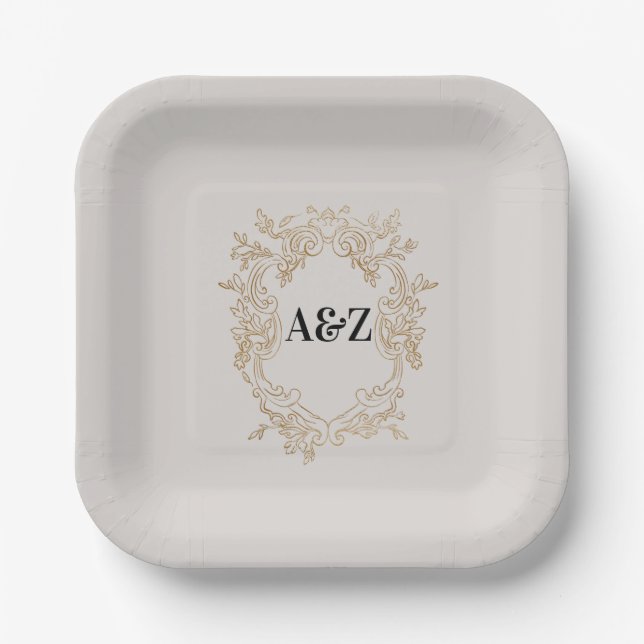 Beige Minimalistisch WEDDING Pappteller (Vorderseite)