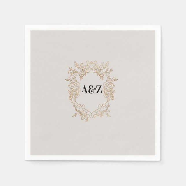 Beige Minimalistisch WEDDING Serviette (Vorderseite)