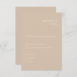 Beige Minimalistische Elegant RSVP-Karte Begleitkarte