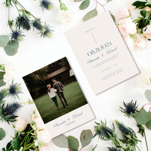Beige Minimalistische Elegante Foto Hochzeit Einladung