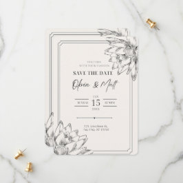 Beige Minimalistische florale Save the Date-Karte Date