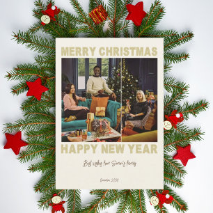 Beige minimalistische Foto-Collage Grußkarte Feiertagskarte