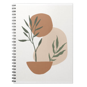 Beige Minimalistischer botanischer Hintergrund Notizblock