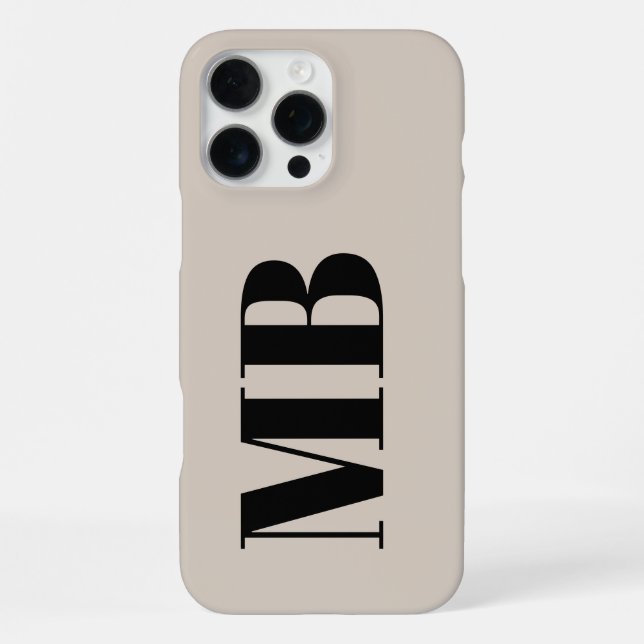 Beige minimalistischer moderner mutiger Anfangsmon iPhone Hülle (Rückseite)