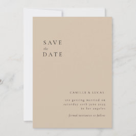 Beige Minimalistischer Text und Foto Save the Date Einladung