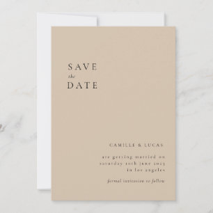 Beige Minimalistischer Text und Foto Save the Date Einladung