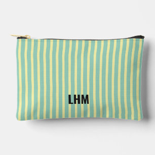 Beige Mint Streifen Vintage Design Namen Stylisch Zubehörtasche