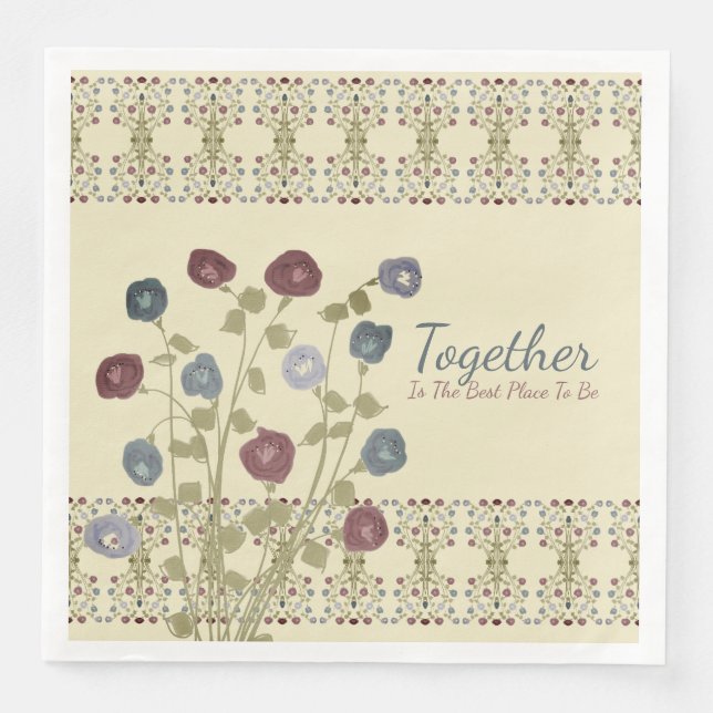 Beige mit Blumen Serviette (Vorderseite)
