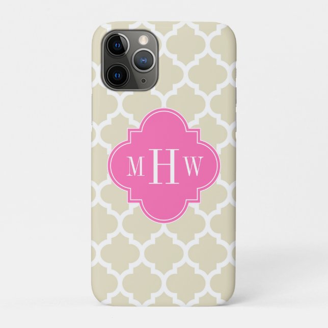 Beige, mit marokkanischer #5 Hot Pink2 3 Initial M Case-Mate iPhone Hülle (Rückseite)