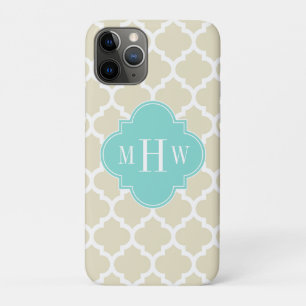 Beige, mit marokkanischer #5 Türkis 3 Initialmonog Case-Mate iPhone Hülle