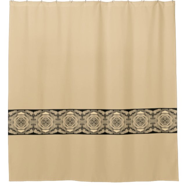Beige mit Streifenakzent Duschvorhang (Vorderseite)