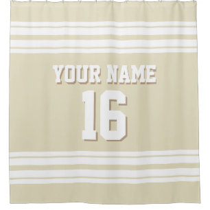 Beige mit White Stripes Sports Jersey Duschvorhang
