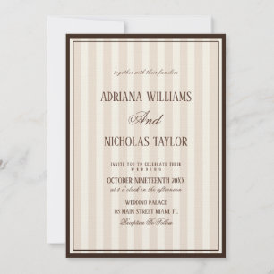 Beige Mocca Streifen Hochzeit Einladung