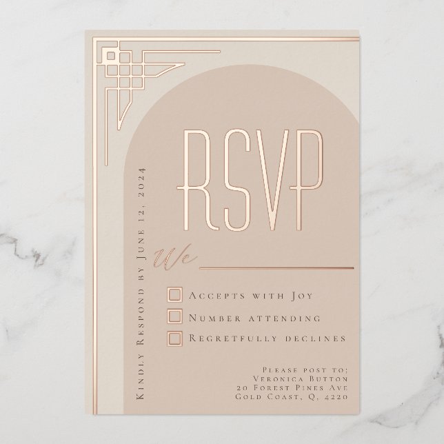 Beige Modern Deko Arch UAWG Folieneinladung (Vorderseite)