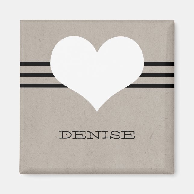 Beige Modern Heart Magnet (Vorne)
