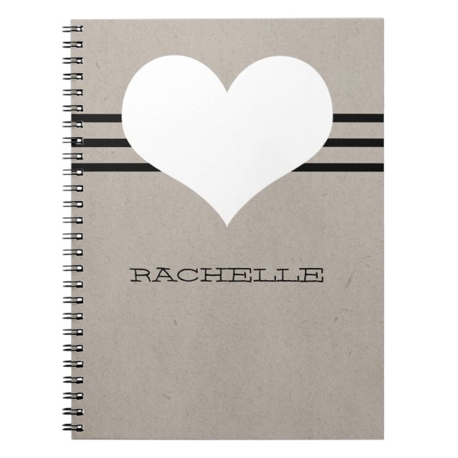 Beige Modern Heart Notebook Notizblock (Vorderseite)