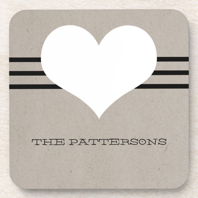 Beige Modern Heart Untersetzer Set (Vorderseite)