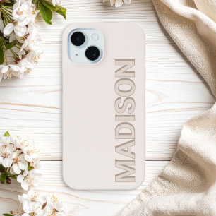 Beige Modern Monogram Name Case-Mate iPhone Hülle