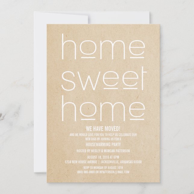 Beige Modern Sweet Zuhause Housewarming Party Einladung (Vorderseite)
