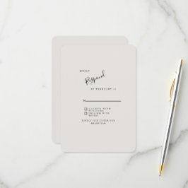 Beige Modern Wedding RSVP gerundet Karte
