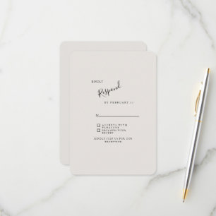 Beige Modern Wedding RSVP gerundet Karte