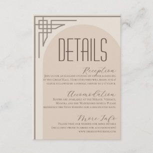 Beige moderne Deco-Bogenhülle Karte