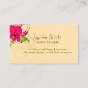 Beige moderne florale Grafikdesignerkarte Visitenkarte