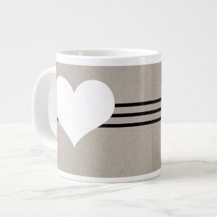 Beige Moderne Heart Jumbo Tasse