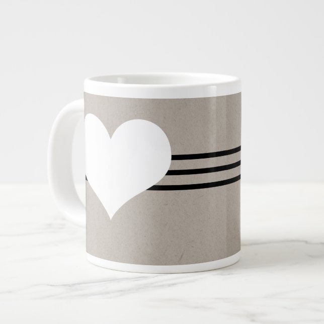 Beige Moderne Heart Jumbo Tasse (Vorderseite Links)