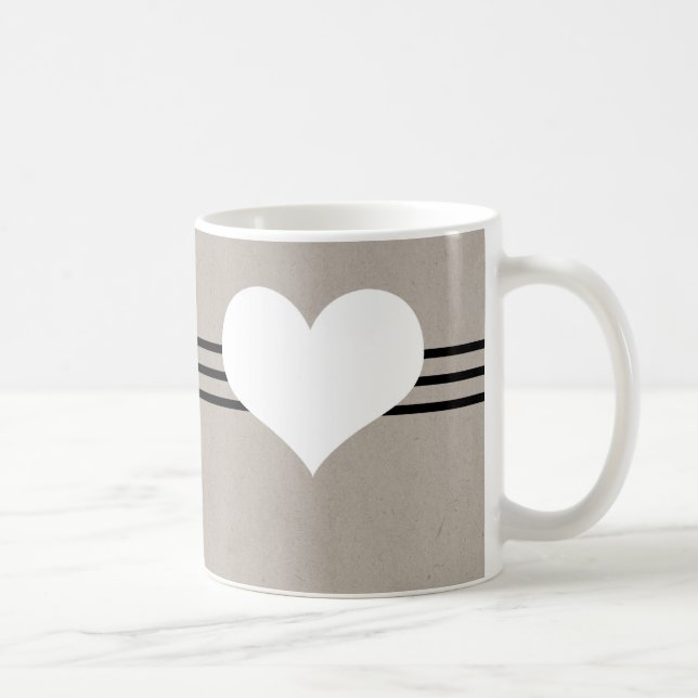 Beige Moderne Herz-Tasse Tasse (Rechts)