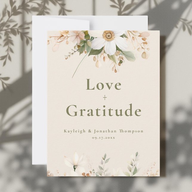 Beige Moderne Hochzeit der Wasserfarben Dankeskarte (Von Creator hochgeladen)
