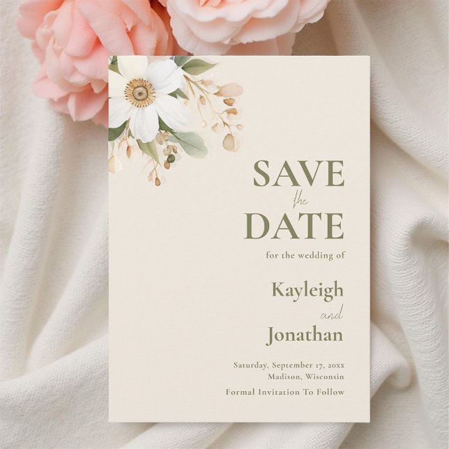 Beige Moderne Hochzeit der Wasserfarben Save The Date (Von Creator hochgeladen)