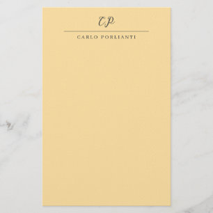 Beige moderne monogrammierte Kalligrafie einfacher Briefpapier