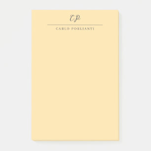 Beige moderne monogrammierte Kalligrafie einfacher Post-it Klebezettel