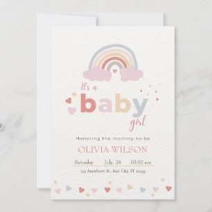 Beige Moderne Niedliche Rainbow Baby Dusche Einladung