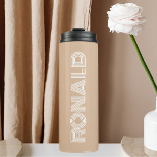 Beige Moderne Typografie Personalisiert Name Thermosbecher