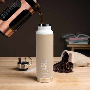 Beige Moderne Typografie Personalisiert Trinkflasche