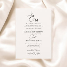 Beige Monogram Calligrafy Formal Wedding