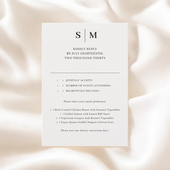 Beige Monogram Classic Wedding RSVP Karte (Von Creator hochgeladen)