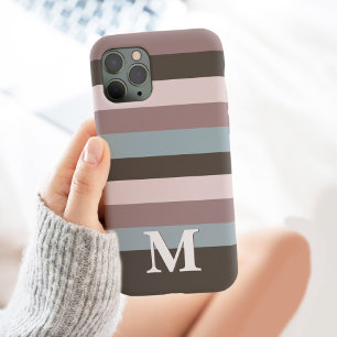 Beige Monogramm aus modernen neutralen Streifen Case-Mate iPhone Hülle