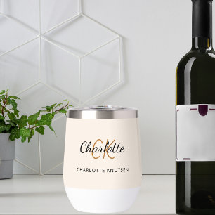 Beige Monogramm Initialen Name einfach