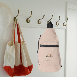 Beige Monogramm-Initialen Name modern Crossbody Bag