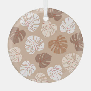 Beige Monstera-Blätter: Trendy, handGezeichnet Mus Ornament Aus Glas